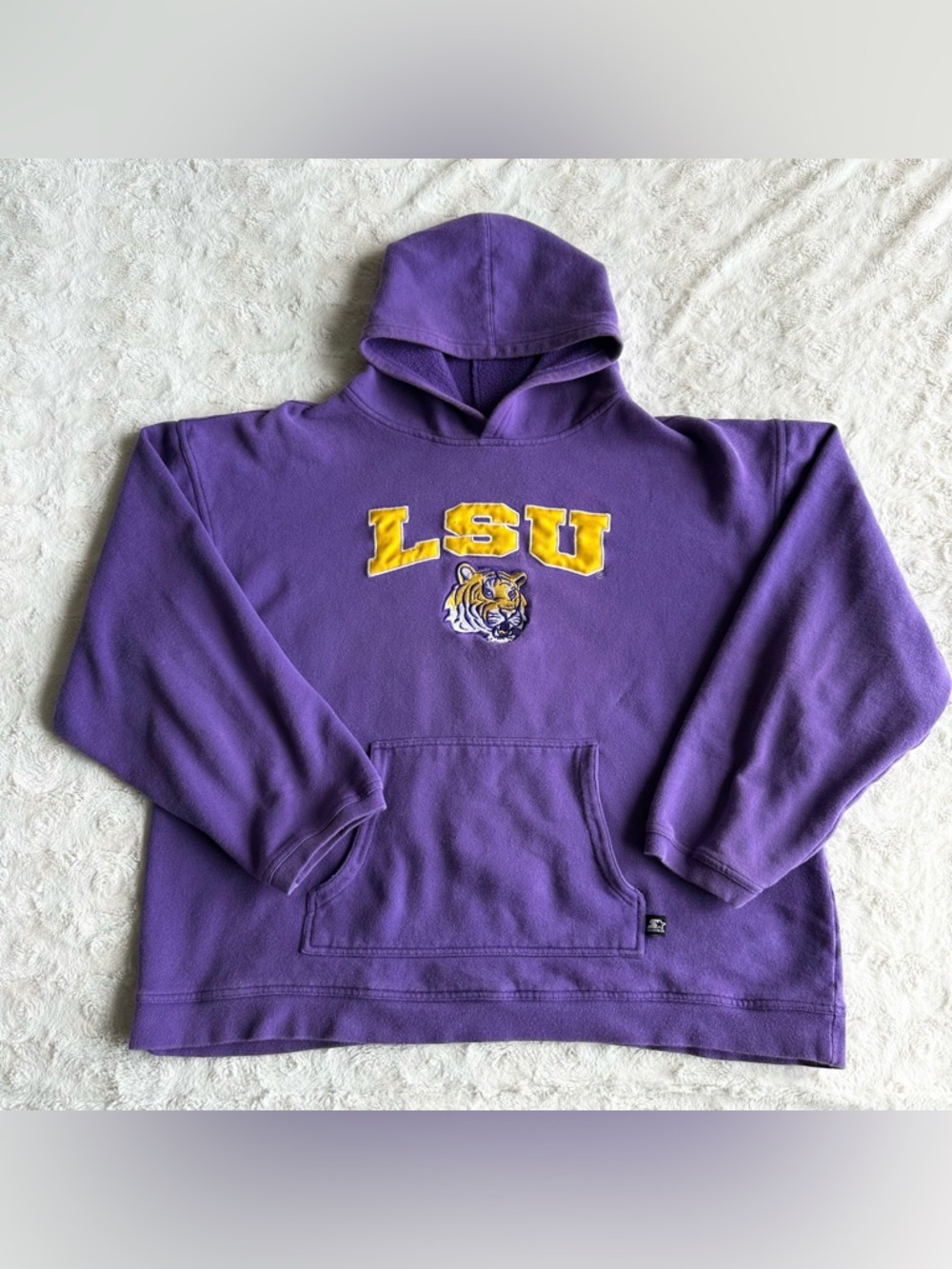 Vintage LSU Hoodie Sweatshirt Mens XL Purple Tiger Louisiana State Starter 90s